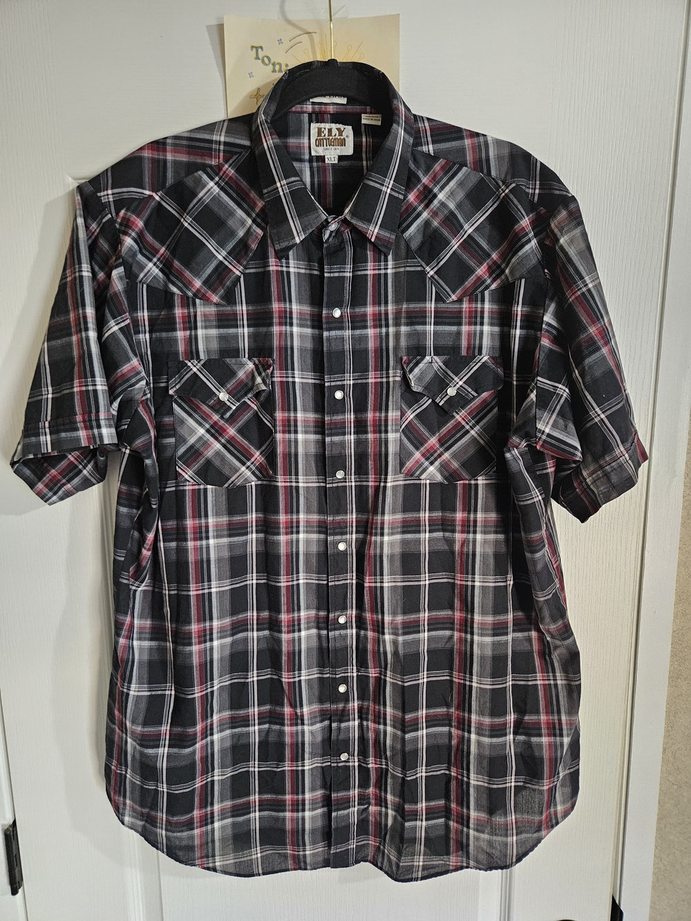 ELY Cattleman Men's Black Plaid Short-Sleeve Western Shirt
